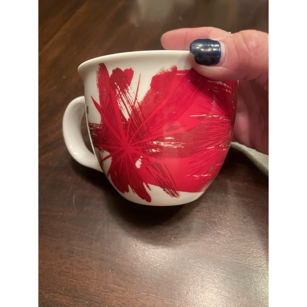 Starbucks 14 Oz 2014 Red Burst Fireworks Coffee Mug Cup Floral - Picture 3 of 4